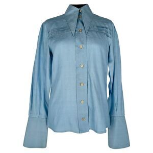 Gucci Button-Down Shirt in Blue Silk